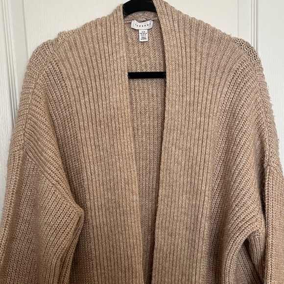 Topshop Beige Ribbed Open-Front Cardigan - Picture 4 of 5